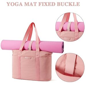 BOSTANTEN Tote Bag for Women Large Purses Shoulder Handbags With Yoga Mat Buckle For Work Travel Gym Pink