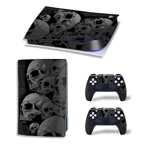 Skin Sticker for PS5 Digital Edition, Vinyl Decal Protective Wrap Cover for PS5 Digital Console and Controller, Game Accessories Console Skin for PS5 (Skull)