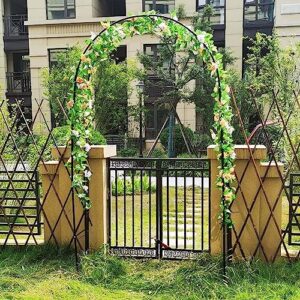 SEVSO Large Metal Garden Arch for Climbing Plant Wide 1.4M 1.2M 1.8M 2.4M 3M 3.5M Sturdy Durable Rose Archway Weather-Resistant Iron Tubular Pergola Trellis,Green,W1.2M*H2.2M