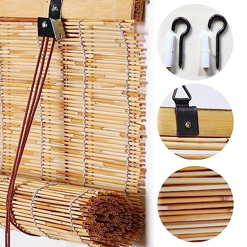 Bamboo Blinds Blackout for Patio, Sunshade Roller Roll Up Shade, Outdoor Bamboo Curtains Shade, Retro Reed Bamboo Shade for Windows Decoration, Pergola, Gazebo, Easy to Install (Color : Light Brown,