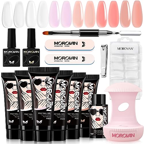 Morovan Poly Gel Nail Kits Starter Kit: Poly Nail Gel Kit for Beginners Poly Gel Kits with U V Light Gel Nail Kit DIY Extension Gel Kit Poly Nail Gel Kit with Everything