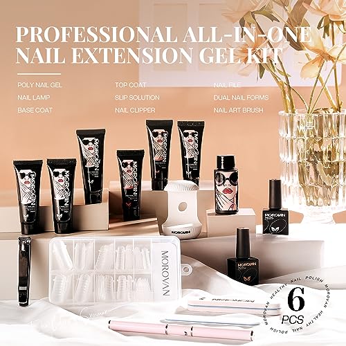 Morovan Poly Gel Nail Kits Starter Kit: Poly Nail Gel Kit for Beginners Poly Gel Kits with U V Light Gel Nail Kit DIY Extension Gel Kit Poly Nail Gel Kit with Everything