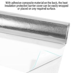 YAKEFLY 12“x24” Aluminized Heat Shield Mat,Aluminized Heat Shield Adhesive Backed Heat Barrier Insulation Wrap,Adhesive Backed Aluminized Fiberglass Heat Shielding Mat for Car (Silver)