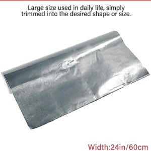 YAKEFLY 12“x24” Aluminized Heat Shield Mat,Aluminized Heat Shield Adhesive Backed Heat Barrier Insulation Wrap,Adhesive Backed Aluminized Fiberglass Heat Shielding Mat for Car (Silver)