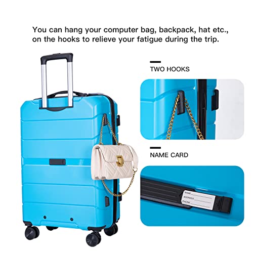 Travelhouse Luggage Sets, Lightweigh Hardside Suitcases with Double Spinner Wheels,TSA Lock, 3 Piece Set 20"/24"/28" (Blue-31)