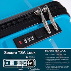 Travelhouse Luggage Sets, Lightweigh Hardside Suitcases with Double Spinner Wheels,TSA Lock, 3 Piece Set 20"/24"/28" (Blue-31)