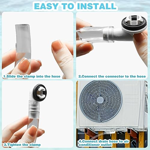 3Ft Portable Air Conditioner Drain Hose, 3/5 Inch Leakproof AC Drain Hose Kit, Universal AC Drain Hose Drain Pipe Replacement with Hose Connector and Clamp, Window Air Conditioner Unit Parts