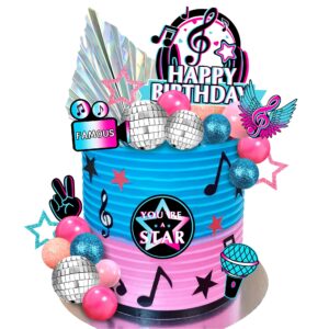 30 pcs music cake toppers musical birthday party cake decorations for musical cake toppers set girls music karaoke theme birthday party supplies (style1)
