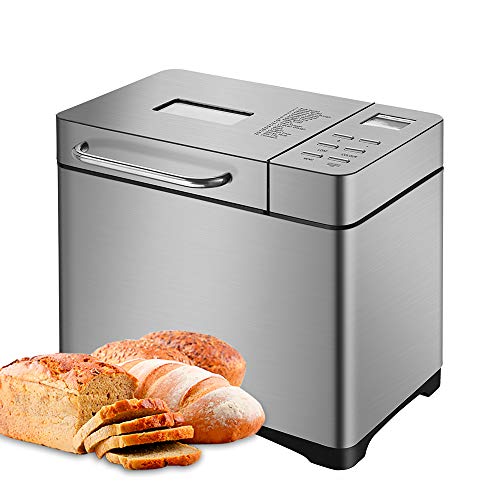 Automatic Bread Machine 3D Automatic Turning Breadmaker Professional Non-stick Family Bread Maker with Smart Fruit Nuts Dispenser, 17 Progammes, 15 Hours Timing