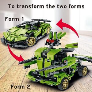 HEGOAI Remote Control Sports Car Building Set, Can Be Transformed STEM RC Car or Robot Model Set, Construction Toys for 7-9 Year Old Boys, 514 Pieces (Compatible with Lego Sets)