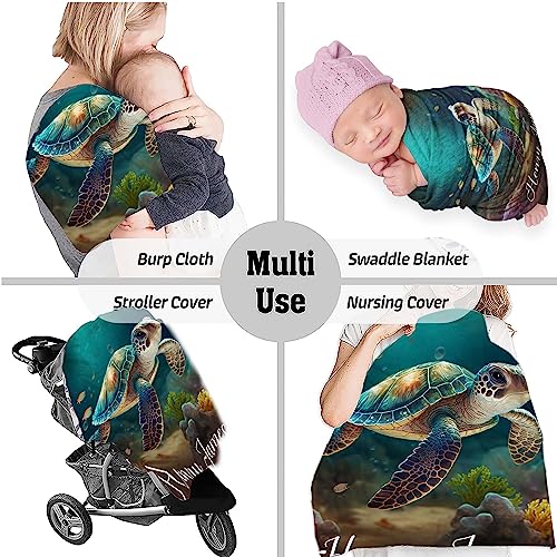 Jump Up Personalized Turtle Baby Blanket,Turtle Blankets,Sea Turtle Baby Blanket,Turtle Throw Blanket,Fleece Turtle Blanket,Ocean Turtle Plush Blanket,Turtle Security Blanket,Baby Blanket for Boys