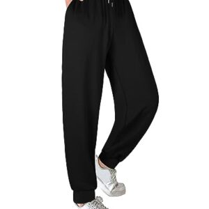 ASIMOON Sweatpants Women with Pockets Loose Lightweight Stretch Yoga Lounge Pants Comfy Drawstring Workout Jogging Pants (US, Alpha, Small, Regular, Regular, Black)