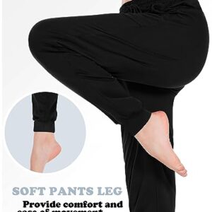 ASIMOON Sweatpants Women with Pockets Loose Lightweight Stretch Yoga Lounge Pants Comfy Drawstring Workout Jogging Pants (US, Alpha, Small, Regular, Regular, Black)