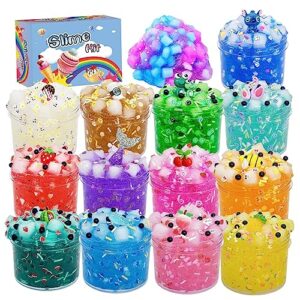 13 pack jelly cube crunchy slime, crystal slime kit super soft and non-sticky, birthday gift slime party favors for girls and boys