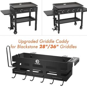 LAIWOO Griddle Caddy for Blackstone 28"/36" Griddles, Space Saving Grill Accessories with Tool Holder & Paper Towel Holder, BBQ Accessories Storage Box for Blackstone Griddle Accessories