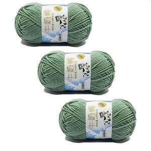 vasana 3roll green milk knitting cotton yarn smooth soft diy hand knitting craft crochet thread for shawl sweaters hats scarves(98yard/roll）