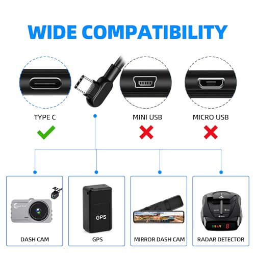 Diamond Lark Dash Cam Hardwire Kit, Converts 12V-24V to 5V Type C USB Hardwire Kit for Dash Camera, Supports 24-Hour Parking Monitoring for Car DashCam (14.7FT)