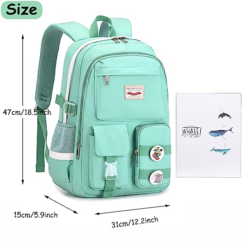 Makukke School Backpacks for Teen Girls - Laptop Backpacks 15.6 Inch College Cute Bookbag Anti Theft Women Casual Daypack,Green Backpack