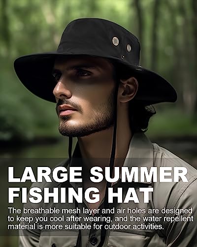 Zylioo 2XL Oversized Summer Boonie Hats,Adjustable Fishing Sun Hat for Big Heads,Large Lightweight Cooling Hat Dark Gray