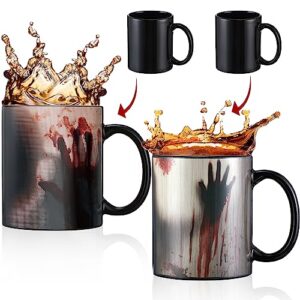 Didaey 2 Pcs Halloween Coffee Mug 11 oz Zombie Ceramic Horror Mug Heat Sensitive Coffee Mugs Halloween Coffee Cups with Handle for Men Women Mother Father Friends Birthday Spooky Gifts