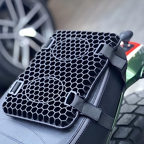 CvYamku Motorcycle Gel Seat Cushion, Motorcycle Seat Pad, 3D Honeycomb Structure Seat Cushion with Mesh Seat Cover,Breathable Shock Absorption Cushion for Long Rides