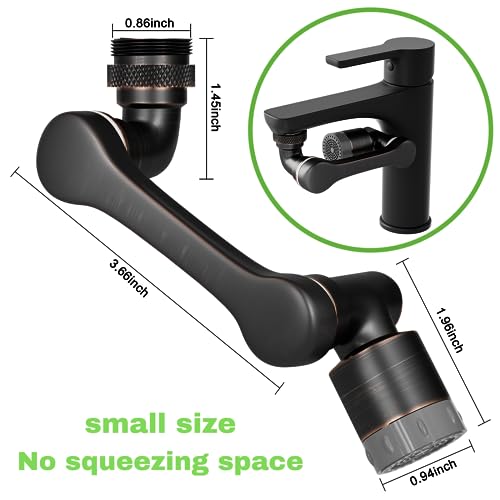 1080°Free Rotating Faucet Extender(, Universal Swivel Robotic Arm Swivel Extension Faucet Aerator with 2 Water Outlet Modes,Brass Faucet Attachment for Kitchen Bathroom Sink(Oil Rubbed Bronze)