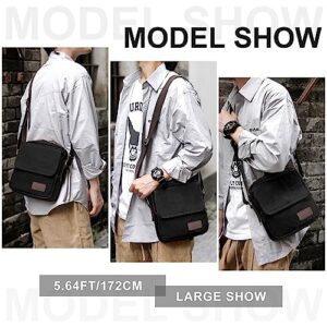 Mens Crossbody Bag,Man Purse Side Bag Vintage Canvas over the Shoulder Bag for Men Women Small Messenger Bag for Phone Passport Bolsos Para Hombre Black