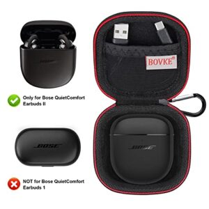 BOVKE Carrying Case for Bose QuietComfort Earbuds II/QC Earbuds 2 / QuietComfort Ultra Earbuds Wireless Noise Cancelling in-Ear Headphones, Mesh Pocket for Cables and Eartips, Black+Black (Case Only)