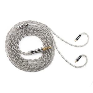 H HIFIHEAR 2Pin Earphone Cable,KBEAR Chord 4 Cores Graphene Mixedly Braided with OFC Silver-Plated Upgrade Wire,3.5mm Gold-Plated Detachable Cable Replacement Earphone Wire (Silver, 2Pin 0.78-3.5MM)