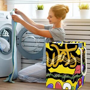 Waterproof Laundry Baskets Tall Sturdy Foldable Letter Print Hamper for Adult Kids Teen Boys Girls in Bedrooms Bathroom