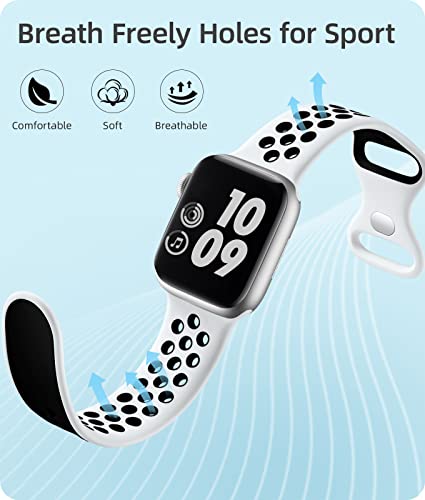 Keponew Compatible with Apple Watch Band 44mm Men,Compatible with Apple Watch Band 45mm Men,Compatible with Apple Watch Band Men,iWatch bands 44mm 45mm 49mm 40mm 38mm 41mm for Ultra1&2/SE/Series 9 8 7 6 5 4 3 2 1,Sport Breathable Soft Silicone Strap