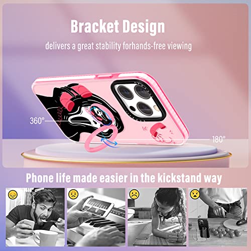 Kokaaee for iPhone 14 Pro Case Cute Skeleton Skull for Women Girls Kawaii Girly Phone Cases Funny Cool Gothic Unique Design Soft TPU Bumper Cover and Ring Holder for 14Pro 6.1 inch