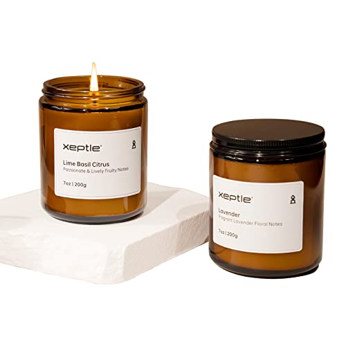 Scented Candles Gifts Set for Women 2 * 7.0 oz Aroma Candles Sets for Home Scented Over 100H Burning Amber Retro Jar Candle Ideal as A Congratulatory Gift-Lime Basil Citrus & Lavender