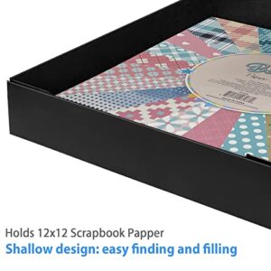 12x12 Scrapbook Storage Box for Scrapbooks, Papers and Supplies, Odor Free, Solid Black, 1 PCS 1 Pack