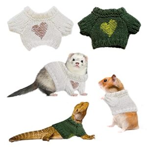 2 Piece Hamster Clothes Costume for Guinea Pig Sweater Knitted Shirt for Small Animal Lizard Dragon Chinchilla Squirrel