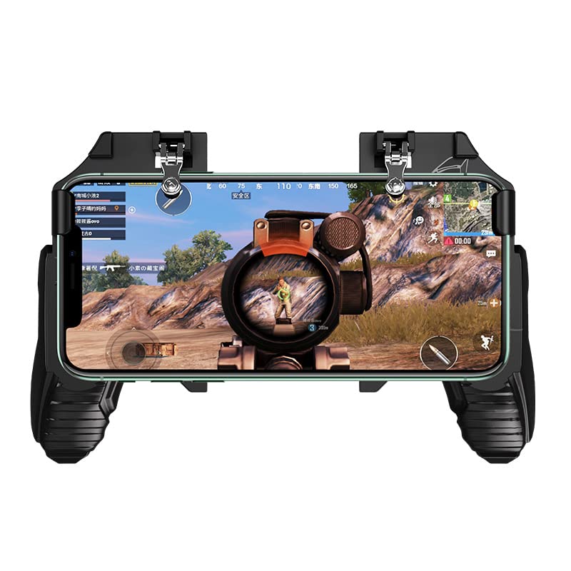 Mobile Game Controller Heat Sink Two-in-one Video Game Artifact Shooting Button Aim Trigger Joystick (Black)