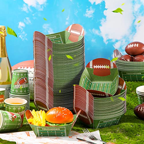 Crtiin 200 Pieces Football Paper Bowl Football Snack Bowls Football Party Supplies Food Trays Nacho Trays Disposable Serving Trays for Football Tailgate Party Decorations (Football)