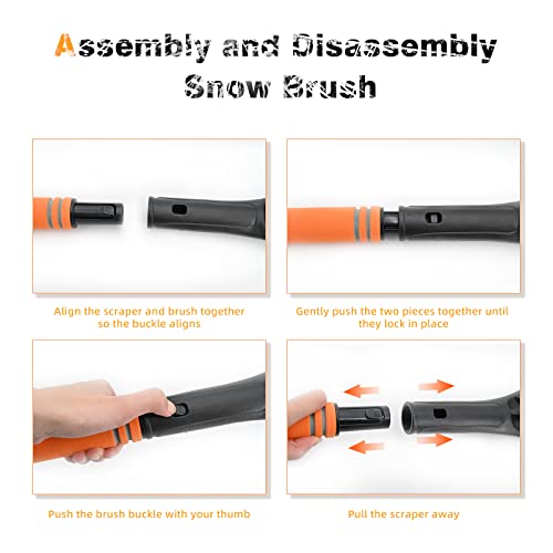 JALAROMA Ice Scraper and Extendable Snow Brush for Car, Snow Remover and Brushes with Foam Grip for Windshield Window, Pivoting Brush Head for SUV Truck Vehicle