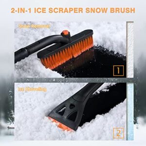 JALAROMA Ice Scraper and Extendable Snow Brush for Car, Snow Remover and Brushes with Foam Grip for Windshield Window, Pivoting Brush Head for SUV Truck Vehicle