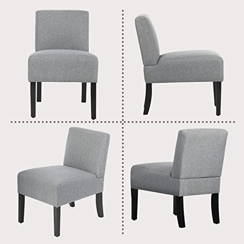 Armless Accent Chair Set of 2 Dining Chairs with Solid Wood Legs Living Room Chairs for Bedroom/Office Mid Century Modern Dining Chairs Slipper Chair Bedroom Chair for Adults