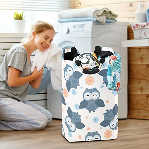 xigua Collapsible Large Laundry Basket with Handles Waterproof Laundry Hamper Dirty Clothes Basket Foldable Washing Bin（Owl (10)）