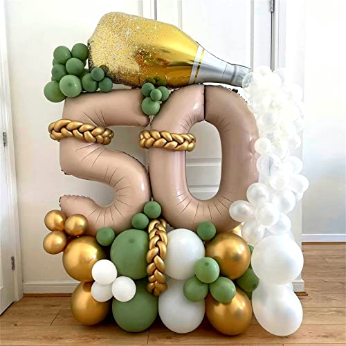 40" Neutral Number 2 Balloon for Boys Girls, Large Self Inflating Nude Helium Foil Number Balloons Set 0-9 for Women Men 2nd Birthday Graduation Anniversary Wedding Party Decorations Supplies