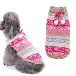 Pet Clothes Christmas Snowflake Pattern Sweater Pet Clothing Cute Pet Supplies Pet Clothes (Hot Pink, XXS)