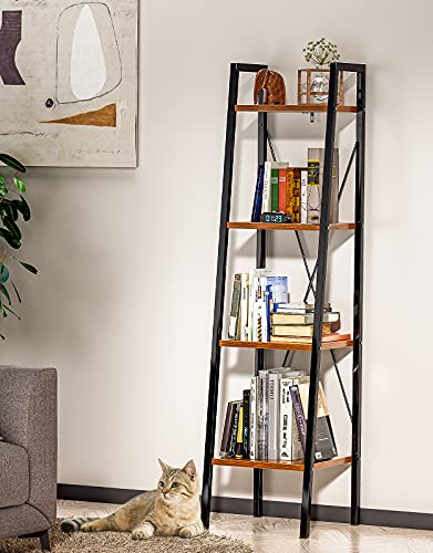 FURNINXS 4 Tier Ladder Shelf Bookshelf Bookcase for Living Room/Bedroom/Kitchen/Bathroom