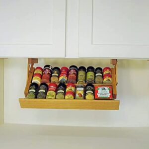 Makimoo Kitchen Storage Under Cabinet Spice Rack, Handmade Hardwood, Holds 16 Large or 32 Small Spice Containers