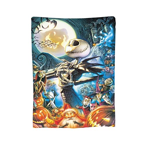 Halloween Blanket The Nightmare Before Christmas Blanket Super Soft Throw Blanket Light Weight Plush Flannel Blankets Living Room Sofa Beding for Kids Adults for All Season 50x60 Inch