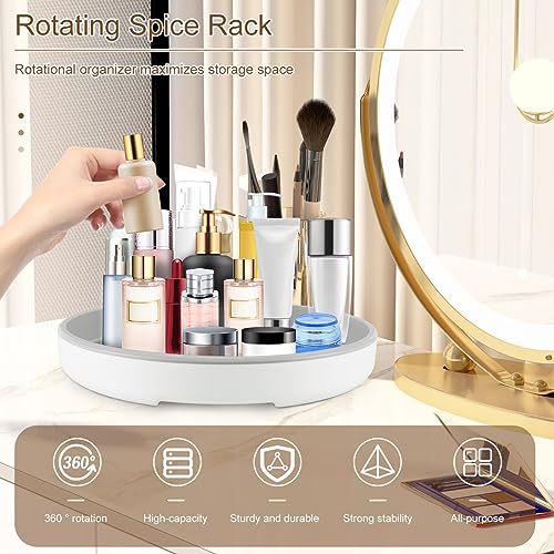 Ghopy Lazy Susan Turntable Organizer 360 Degree Rotating Spice Rack Reusable Spinning Cosmetic Makeup Tray Multipurpose Cabinet Spinning Containers for Kitchen Pantry Countertop Cabinet