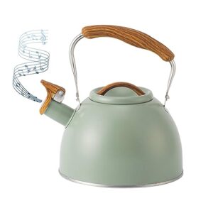 3L Whistling Tea Kettle for Stove Top,Teapot for Stovetop, Wooden Handle for Cool Toch▂20 * 23.5cm/7.78"*9.25"