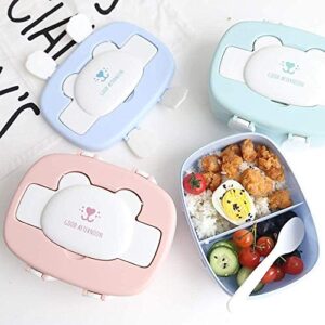 TAPIVA Bento Box Bento Lunch Box Bento Lunch Box for Kids Adults Lunch Containers 2 Compartment,Cute Cartoon Children's Lunch Box Boxes Leakproof,Spoon Included,Microwave and Dishwasher Safe