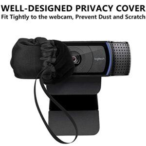 Camera Lens Privacy Webcam Covers Compatible with Logitech HD C270, C310, C505, C920, C922, C922x, Pack of 2 Fabric Dust Cover Case for Most Small Laptop Computer Webcam and Shotgun Camera, Black